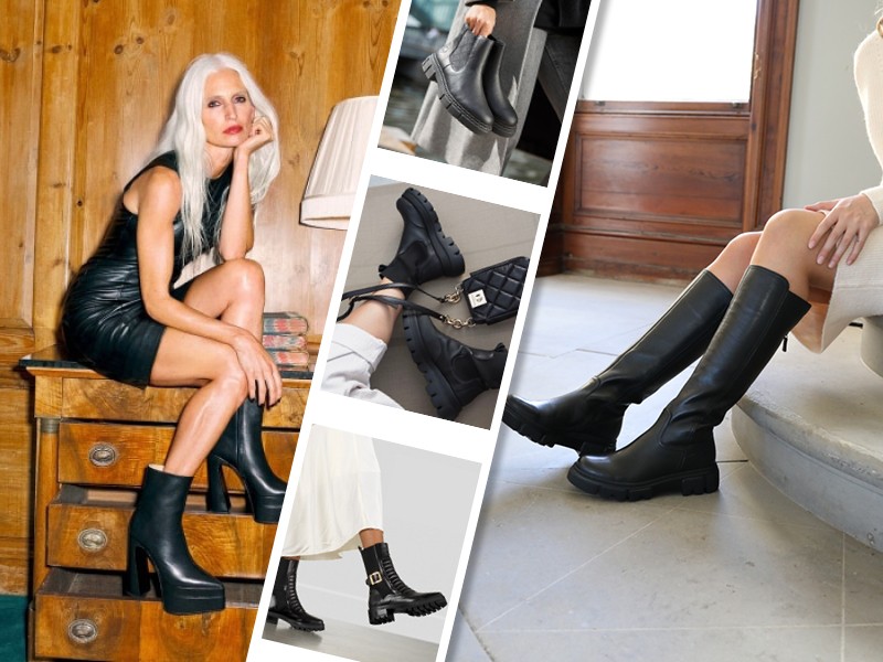 Black knee high winter hot sale boots